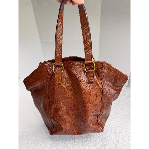 Yves Saint Laurent Vintage Downtown Patent Leather Shoulder Strap Brown Purse - Picture 2 of 14